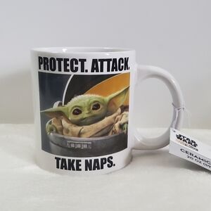 Star Wars Disney Yoda Protect Attack Take Naps Ceramic Mug 20 Oz NWT